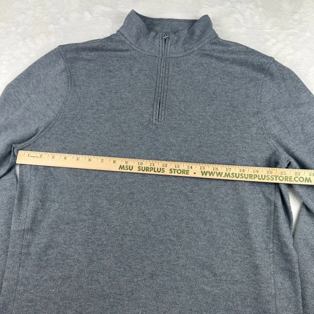 Men's Size Large J Crew Authentic Fleece Quarter Zip Pullover Grey Blue BU377